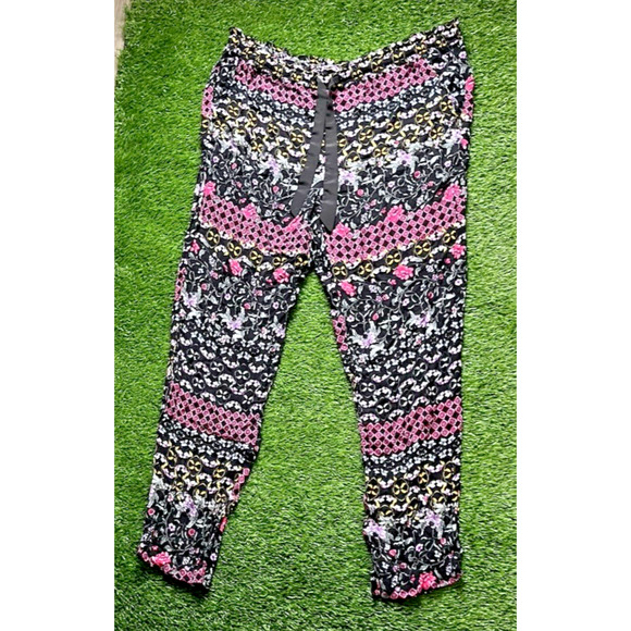 Josie Natori Pattern Lounge Pajama Pants Womens Large Pink Black - Picture 1 of 6